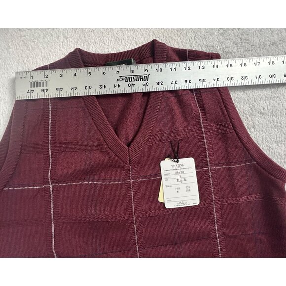 Viesteni Mens Burgundy Knit V-Neck Sweater Vest Large Pullover Japan Made New - Picture 7 of 9
